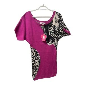 Anthropologie Yoana Baraschi Pink and Black Leopard print Knitwear Size L